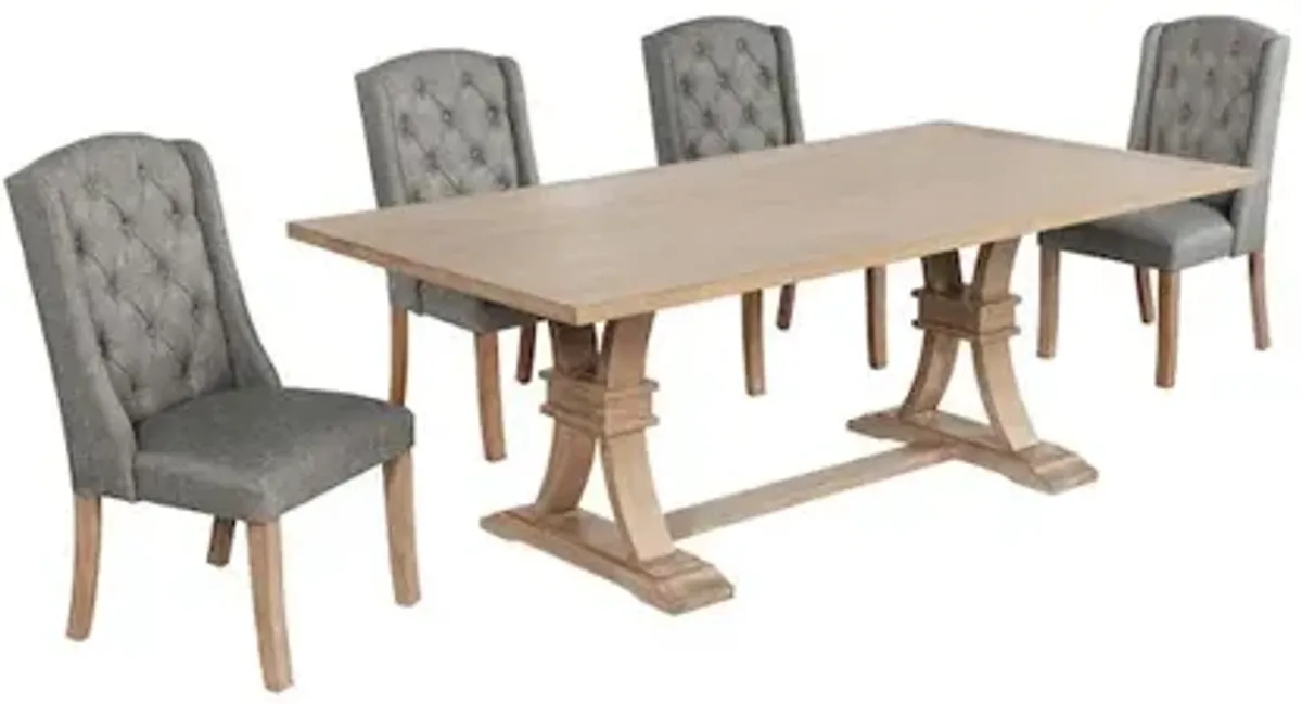 Best Quality Furniture 5 Piece Traditional Dining Table With Dark Grey Side Chairs