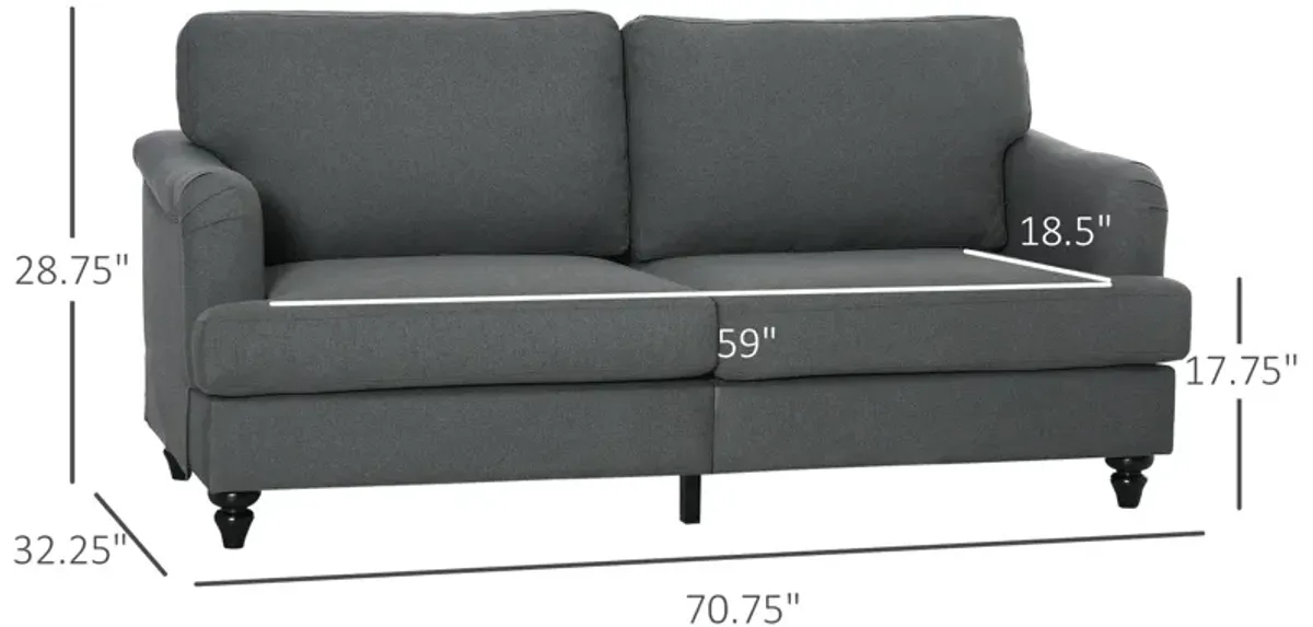 Slate Gray Seating: Versatile Loveseat with Wooden Legs