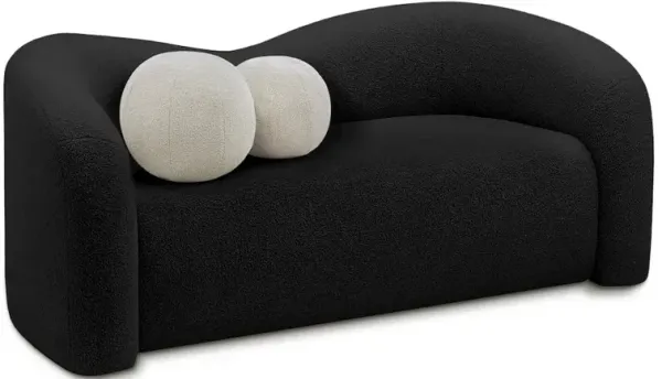 Meridian Furniture Kali Black Faux Shearling Teddy Fabric Loveseat