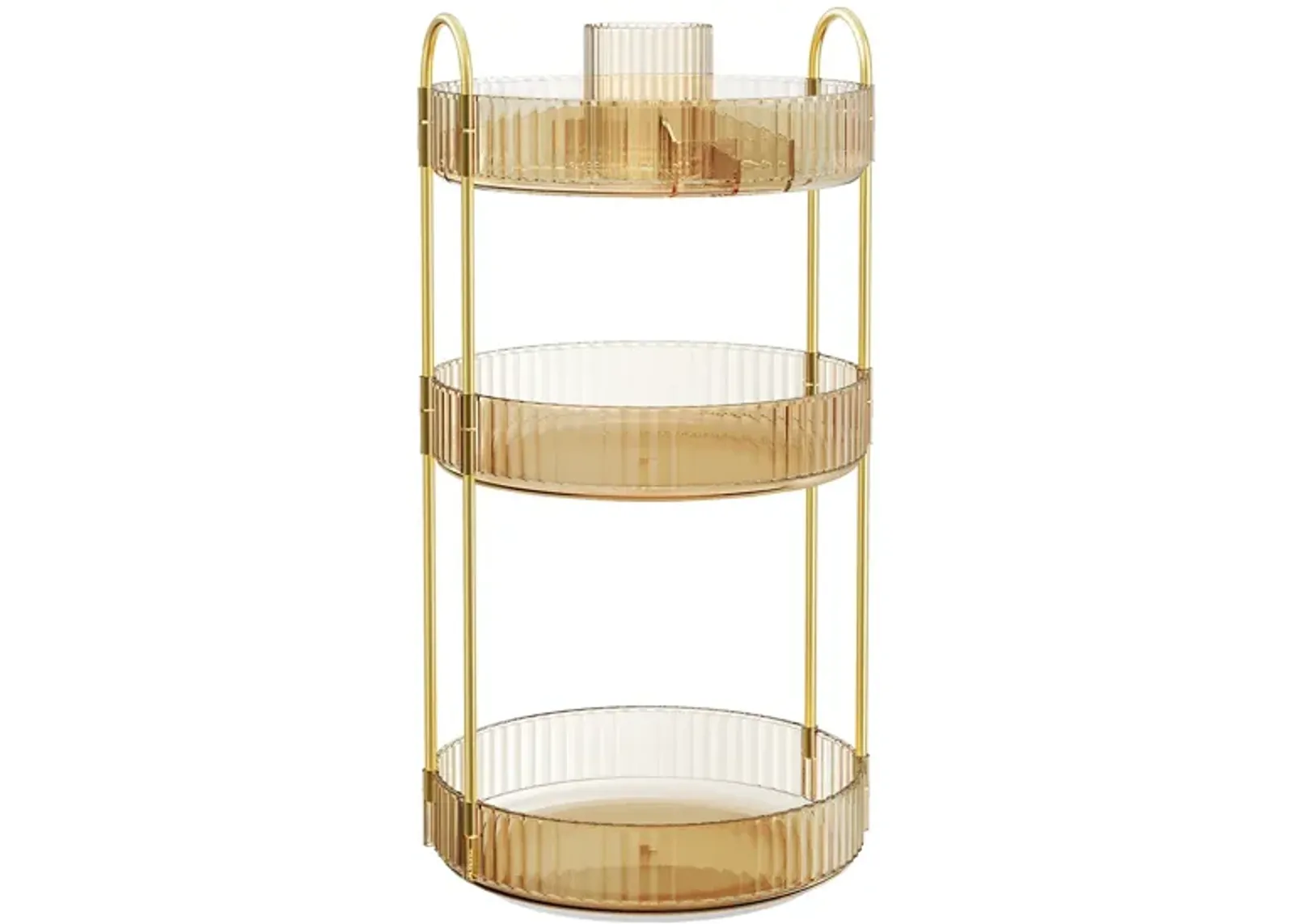 3-Tier Rotating Makeup Organizer Champagne Gold