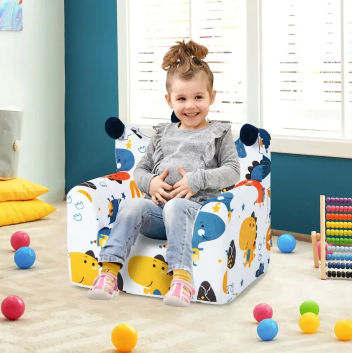 Hivvago High-density Padding Kids Sofa with Armrest and Extra Pillow