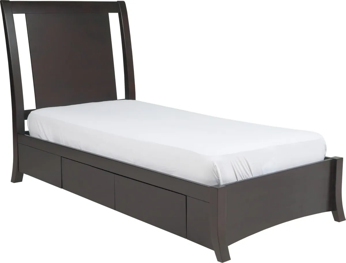 Nevis Twin-size Low Profile Storage Bed in Espresso