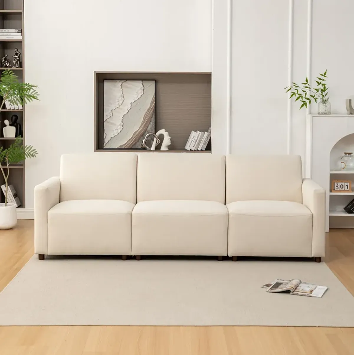 Duvall 3 Piece Modular Sofa - Natural Performance Fabric with Recycled Polyester