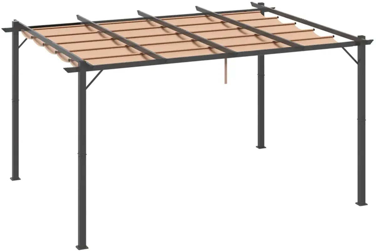 Outsunny 10' x 13' Aluminum Patio Pergola with Retractable Pergola Canopy, Backyard Shade Shelter for Porch, Outdoor Party, Garden, Grill Gazebo, Charcoal Gray