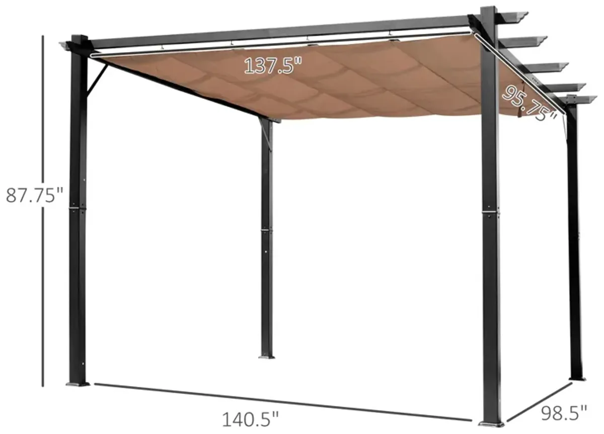 Outsunny 10' x 13' Aluminum Patio Pergola with Retractable Pergola Canopy, Backyard Shade Shelter for Porch, Outdoor Party, Garden, Grill Gazebo, Charcoal Gray