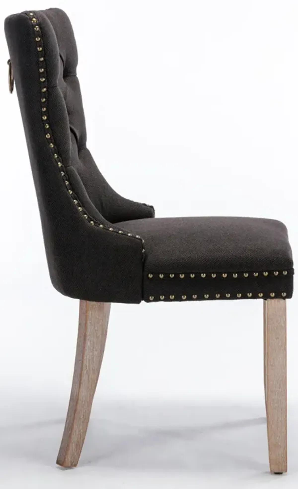 Modern Highend Tufted Dining Chairs, Black Linen, Set of 2