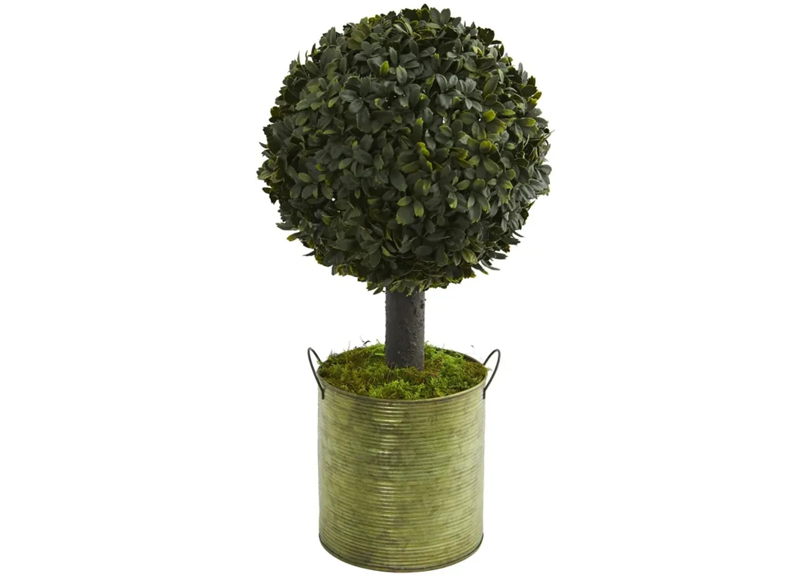 HomPlanti 1.5 Feet Boxwood Ball Topiary Artificial Tree in Green Tin (Indoor/Outdoor)