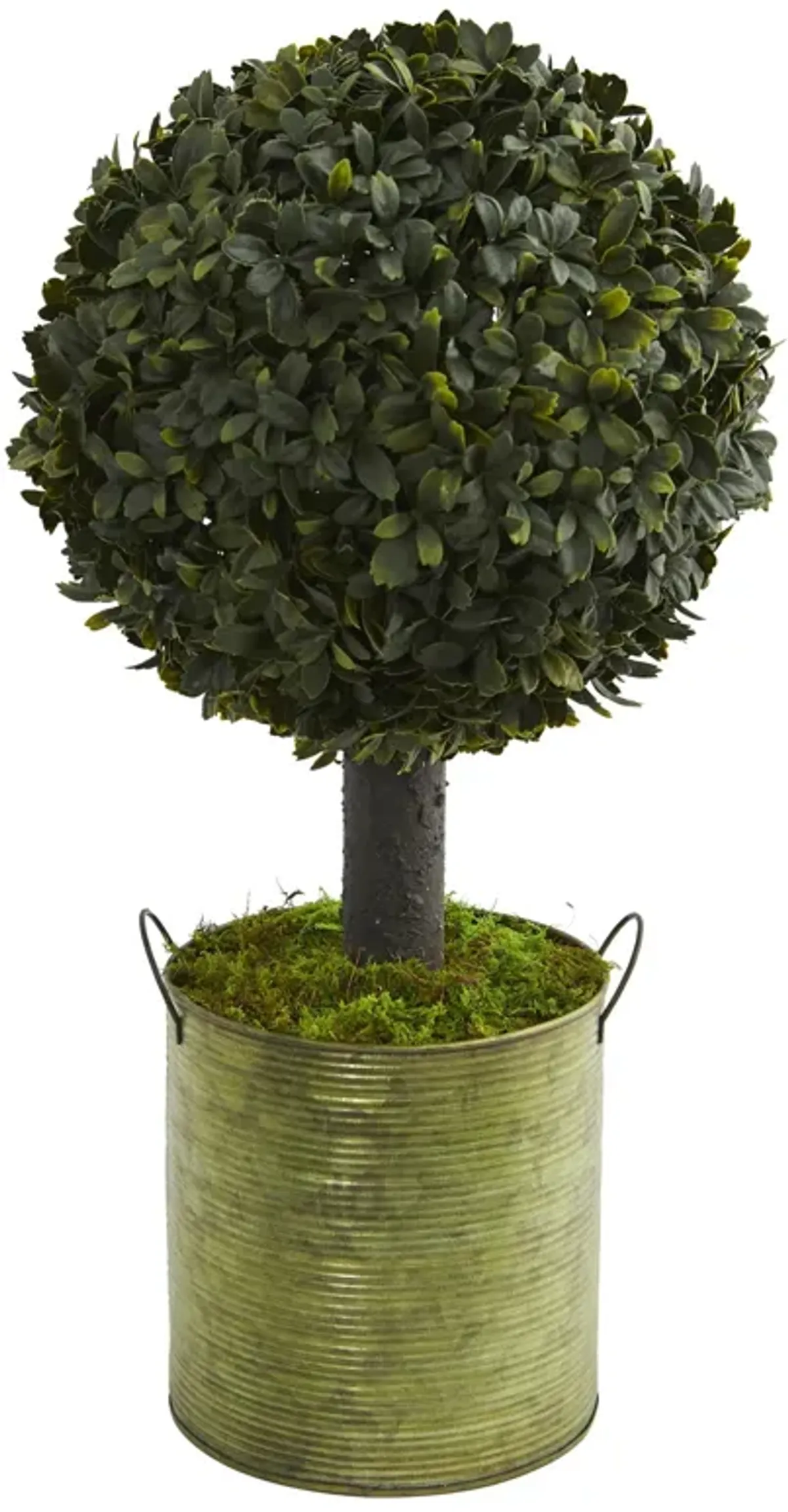 HomPlanti 1.5 Feet Boxwood Ball Topiary Artificial Tree in Green Tin (Indoor/Outdoor)