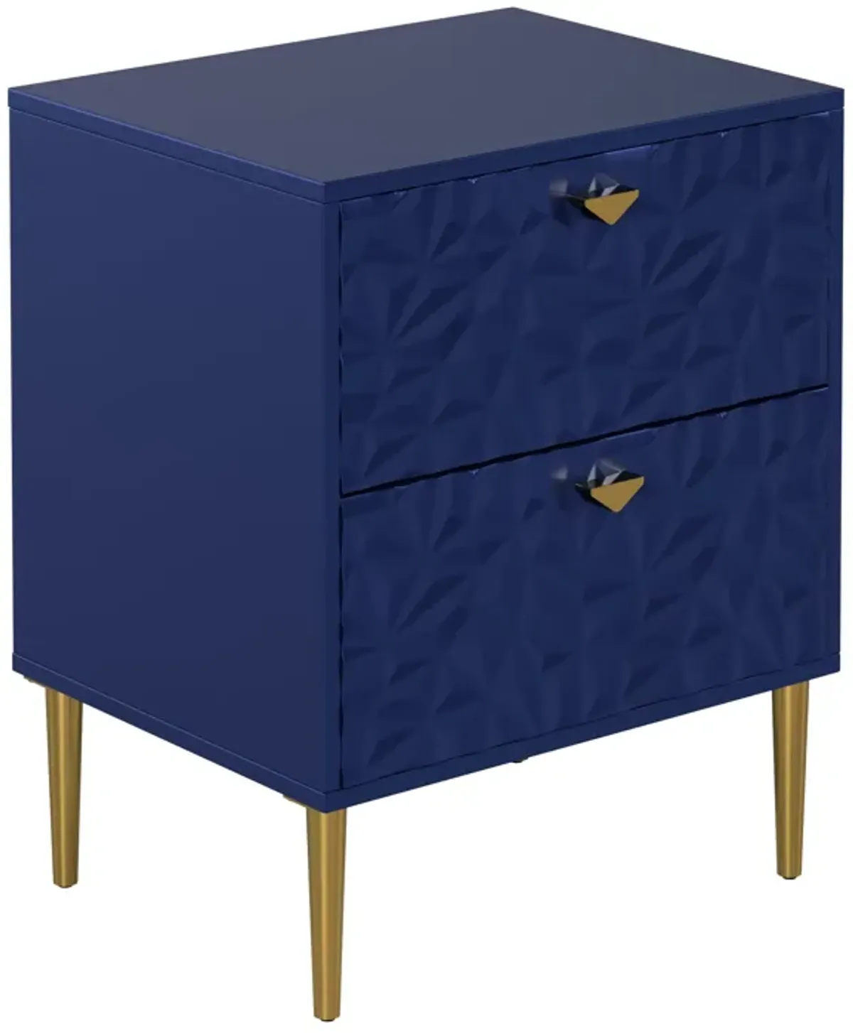 Green 2-Drawer Wood Nightstand with Tapered Support Legs