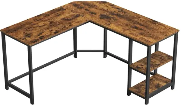 Hivvago Industrial L-Shaped Computer Desk with Shelves