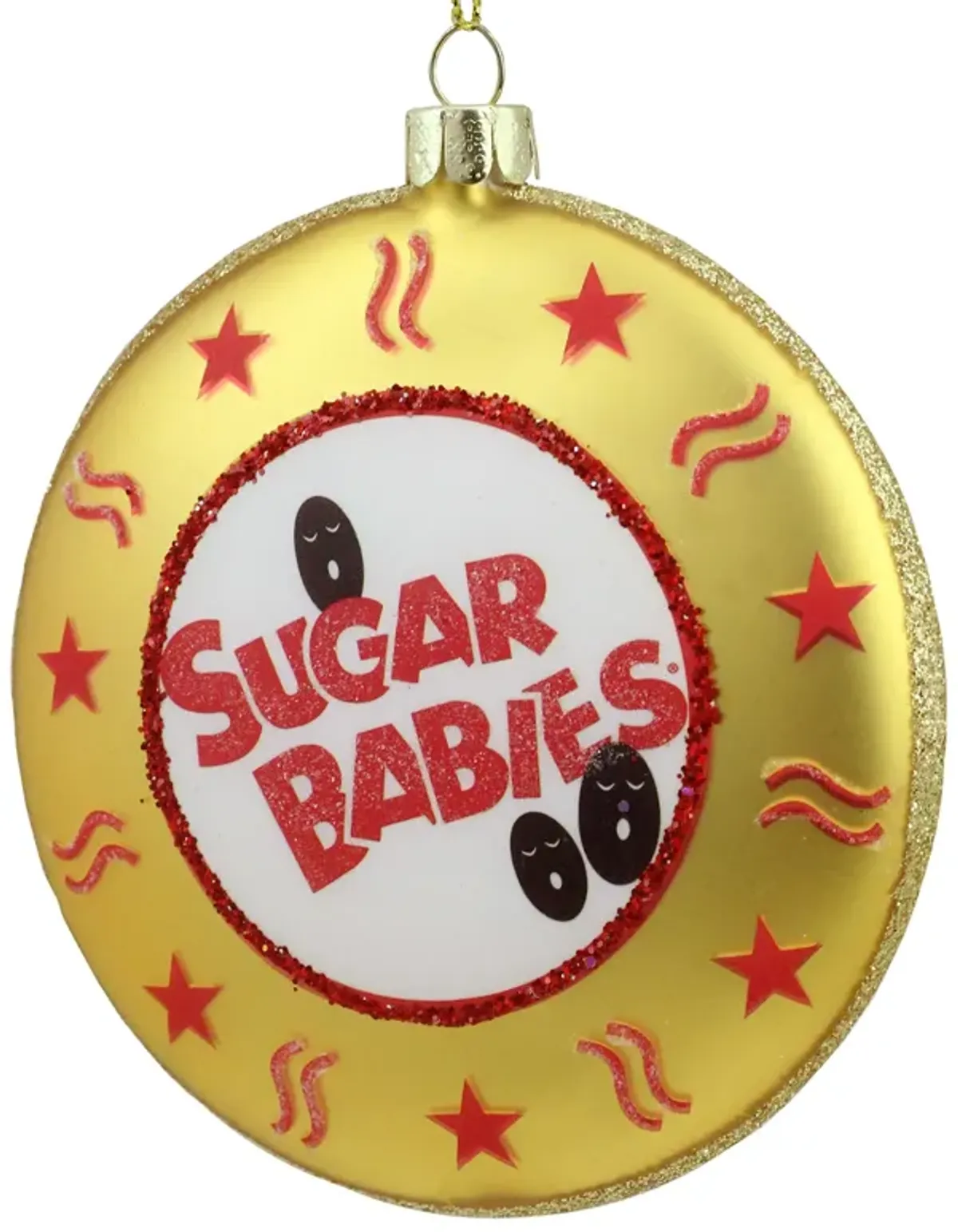 4" Gold and Red Tootsie Roll Sugar Babies Caramel Candies Disc Christmas Ornament