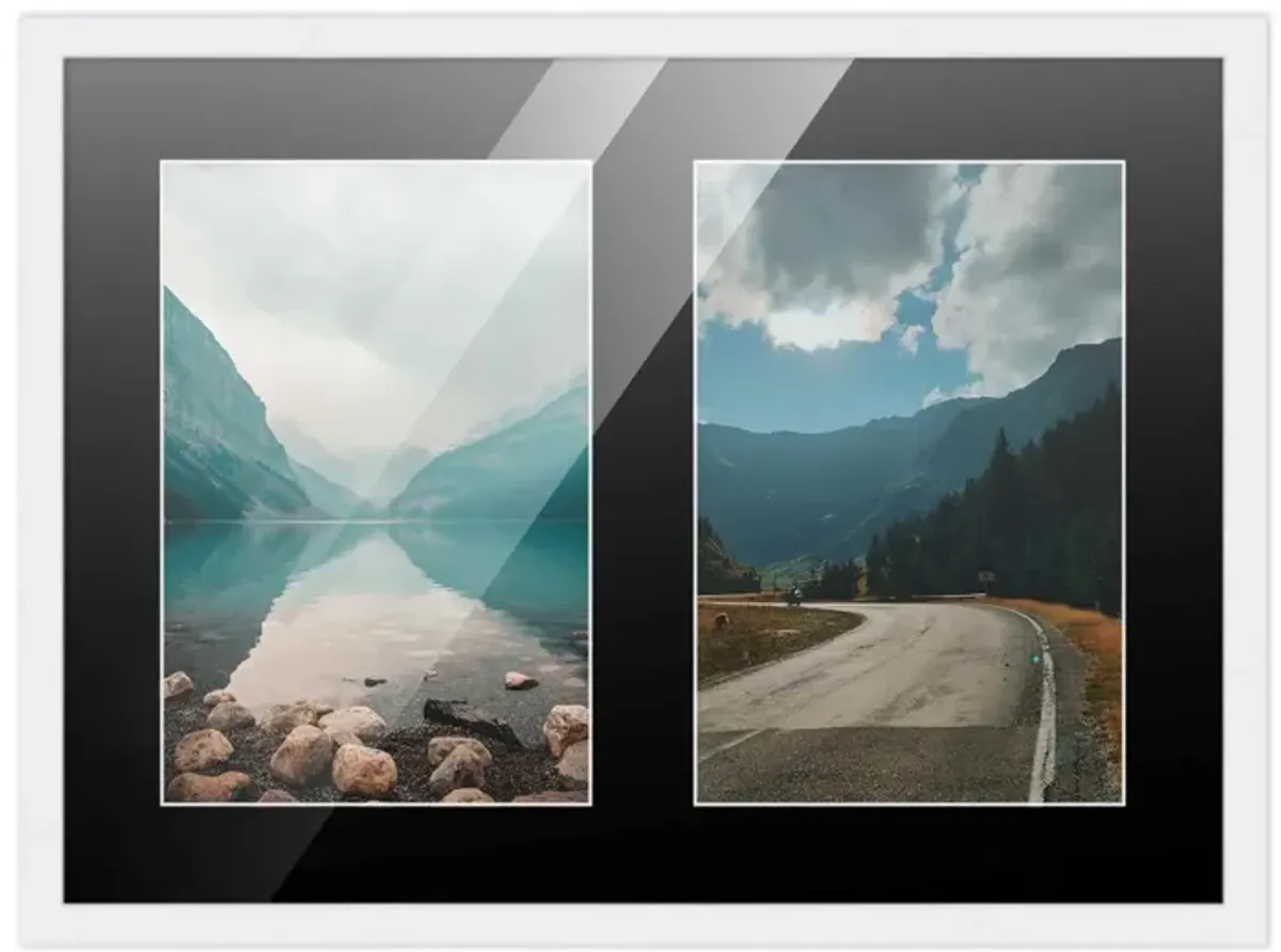 11x14 Wood Collage Frame with Black Mat for 2 5x7 Pictures