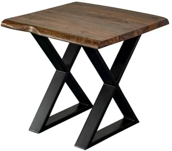 Porter Designs Manzanita Live Edge Solid Sheesham Wood End Table, Brown