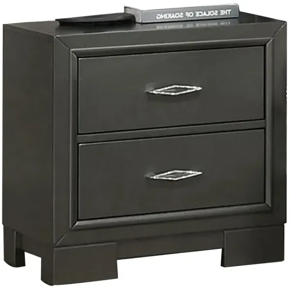 Aliso 23 Inch Nightstand, 2 Drawers, Bracket Feet, Solid Wood, Dark Gray  - Benzara