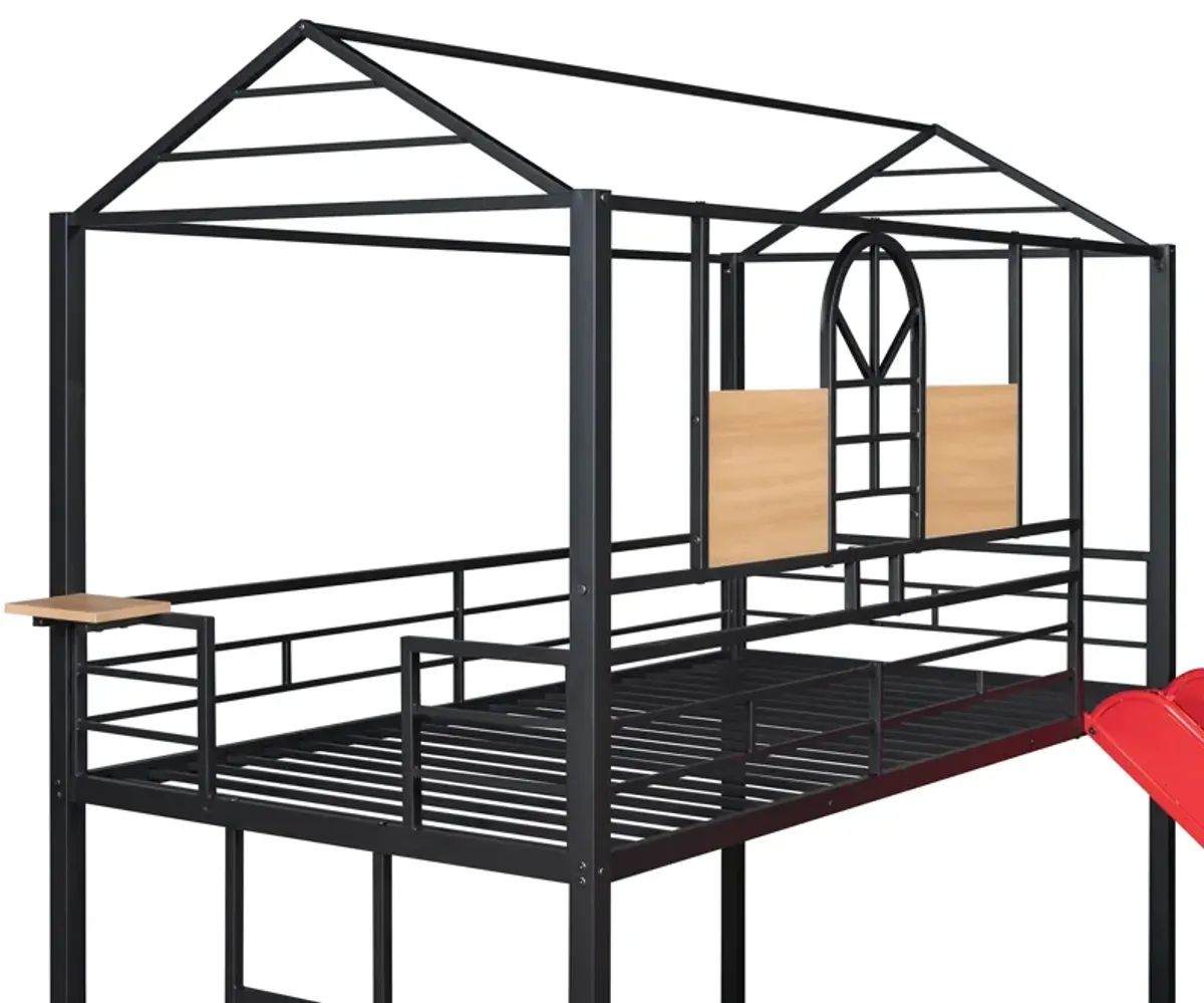 Merax Metal Bunk Bed House Bed With Slide