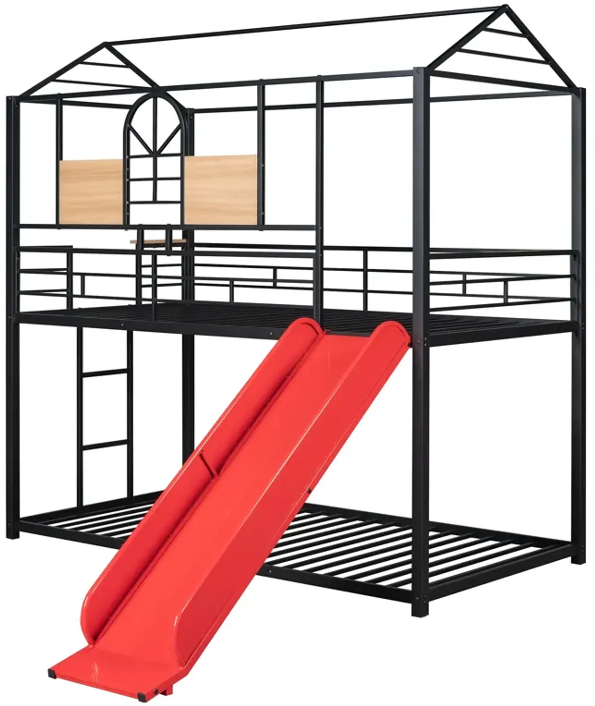 Merax Metal Bunk Bed House Bed With Slide