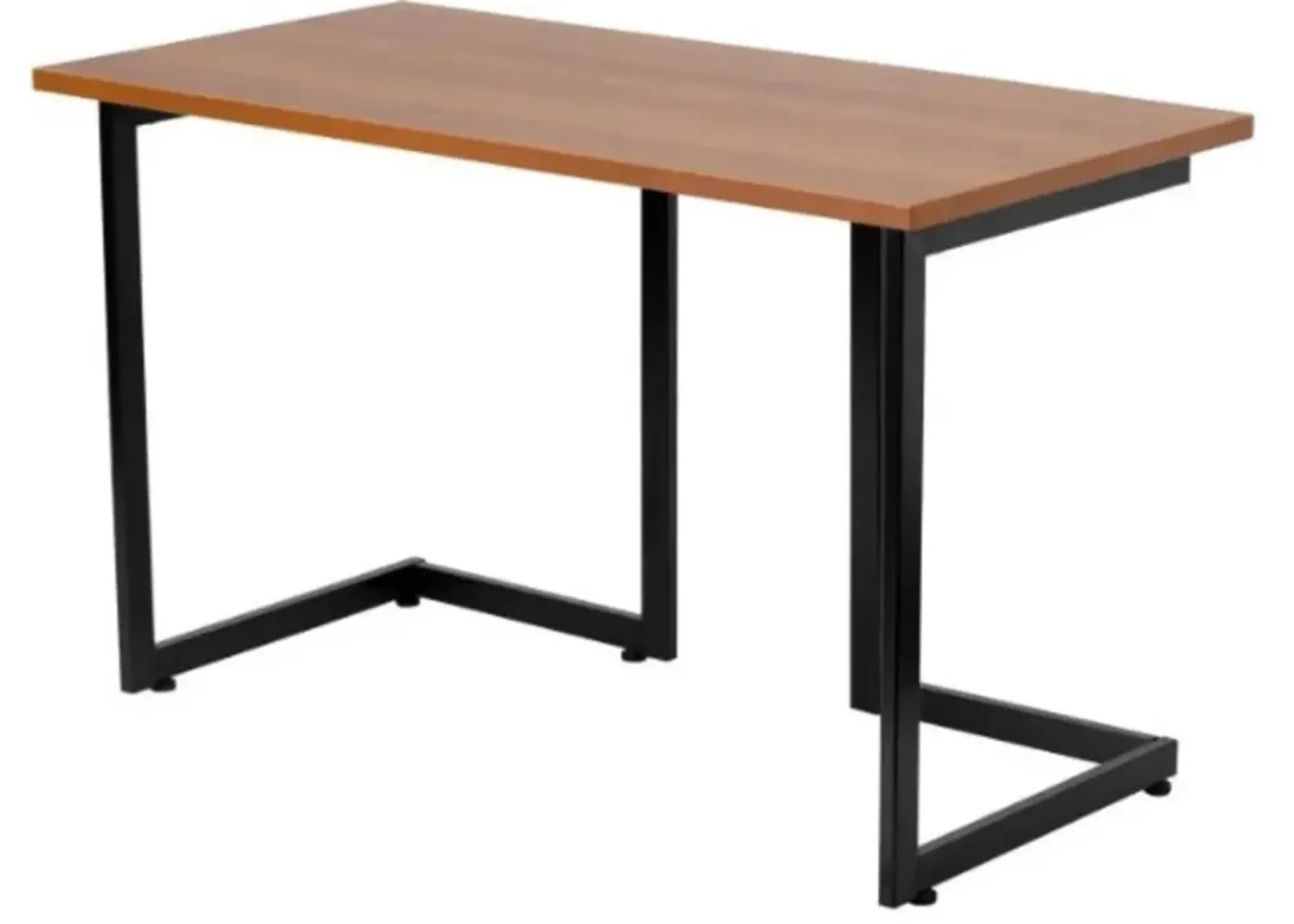 Hivvago Modern Black Metal Frame Computer Desk with Cherry Wood Finish Top