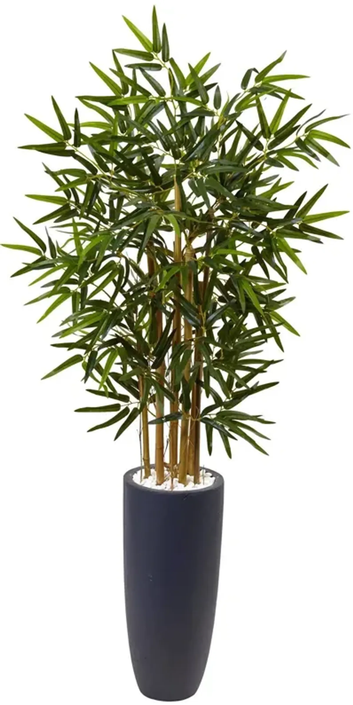 Nearly Natural 4-ft Bamboo Tree in Gray Cylinder Planter