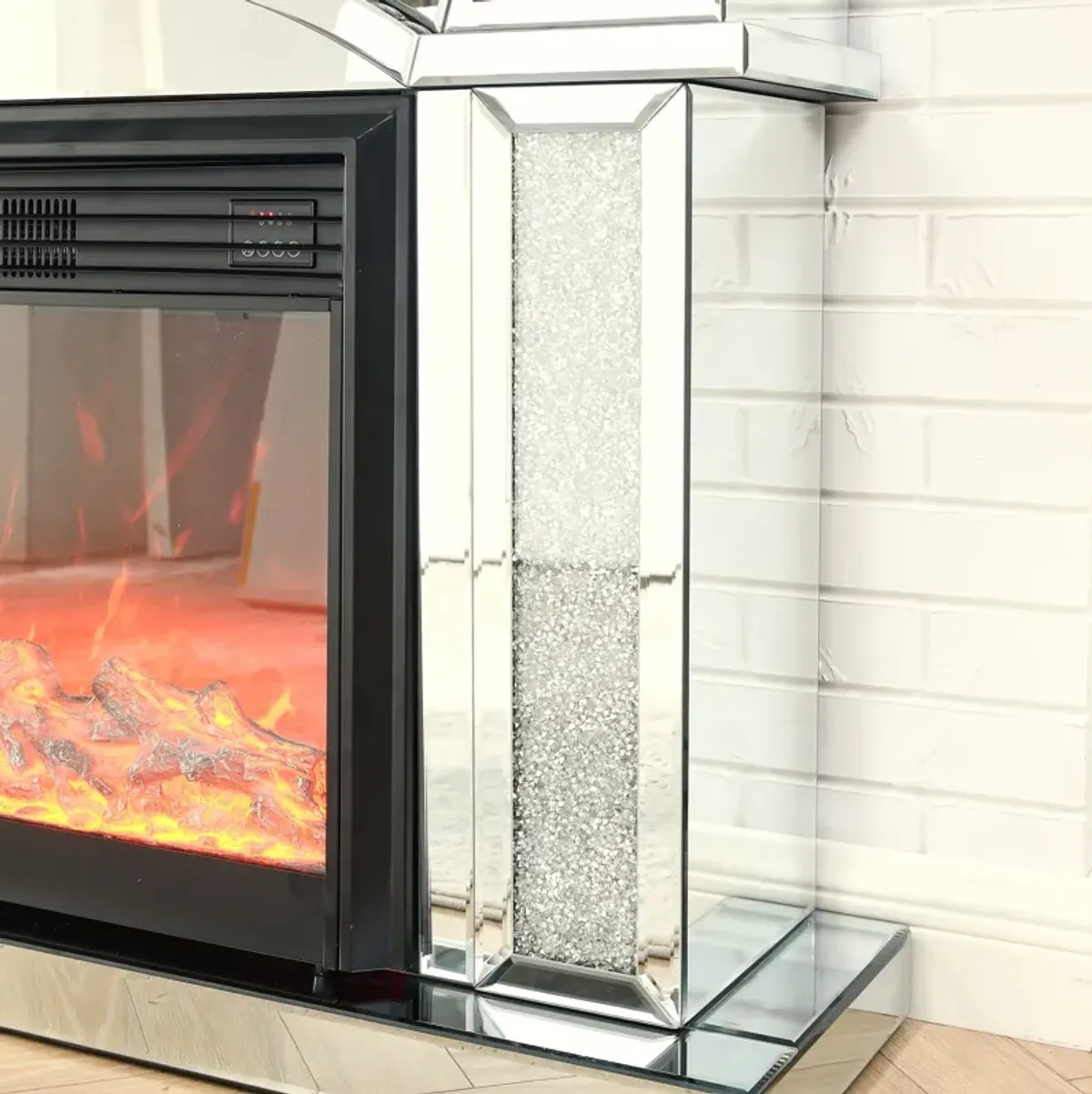 Streamdale 46" x 12.5" x 41" Acrylic Mirrored Fireplace Cabinet