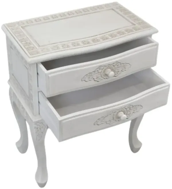 Carved Wood Two Drawer Table