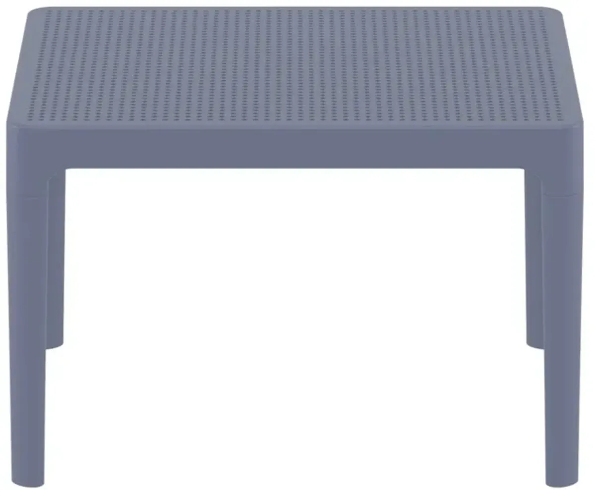 23.5" Black Rectangular Outdoor Patio Side Table