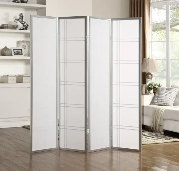 Streamdale Seto 4-Panel Room Divider Screen, Silver