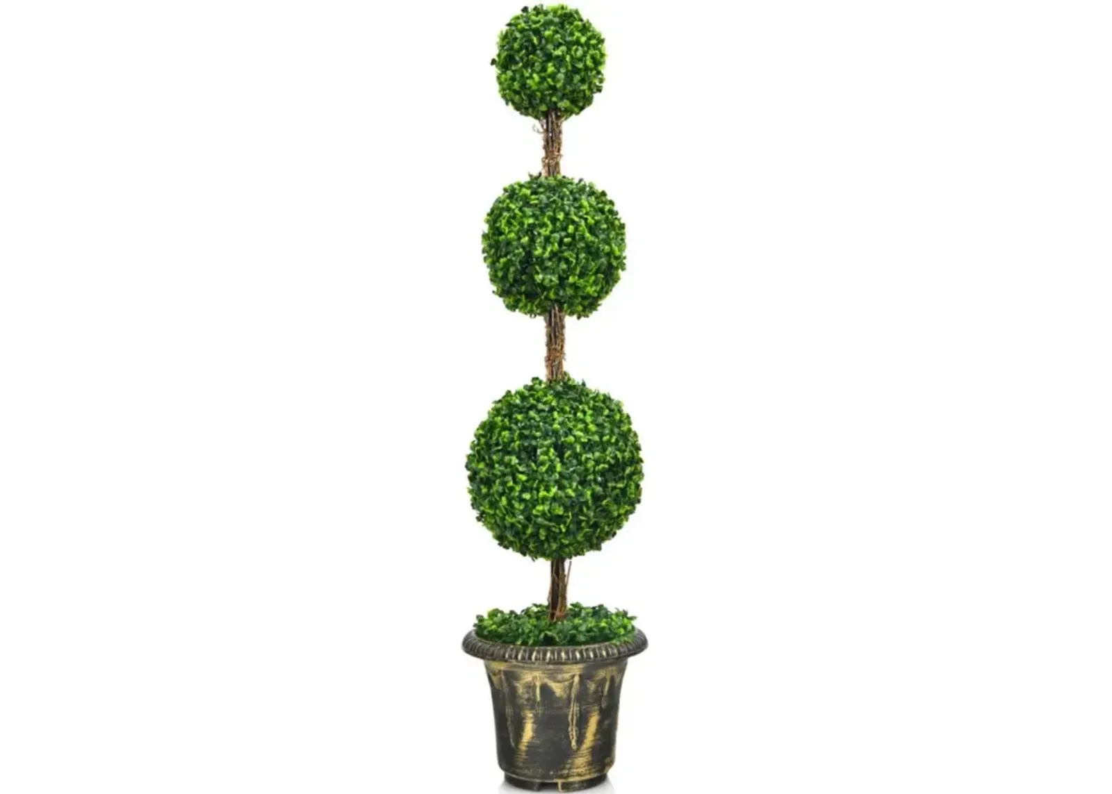 Hivvago 4 Feet Artificial Topiary Triple Ball Tree Plant