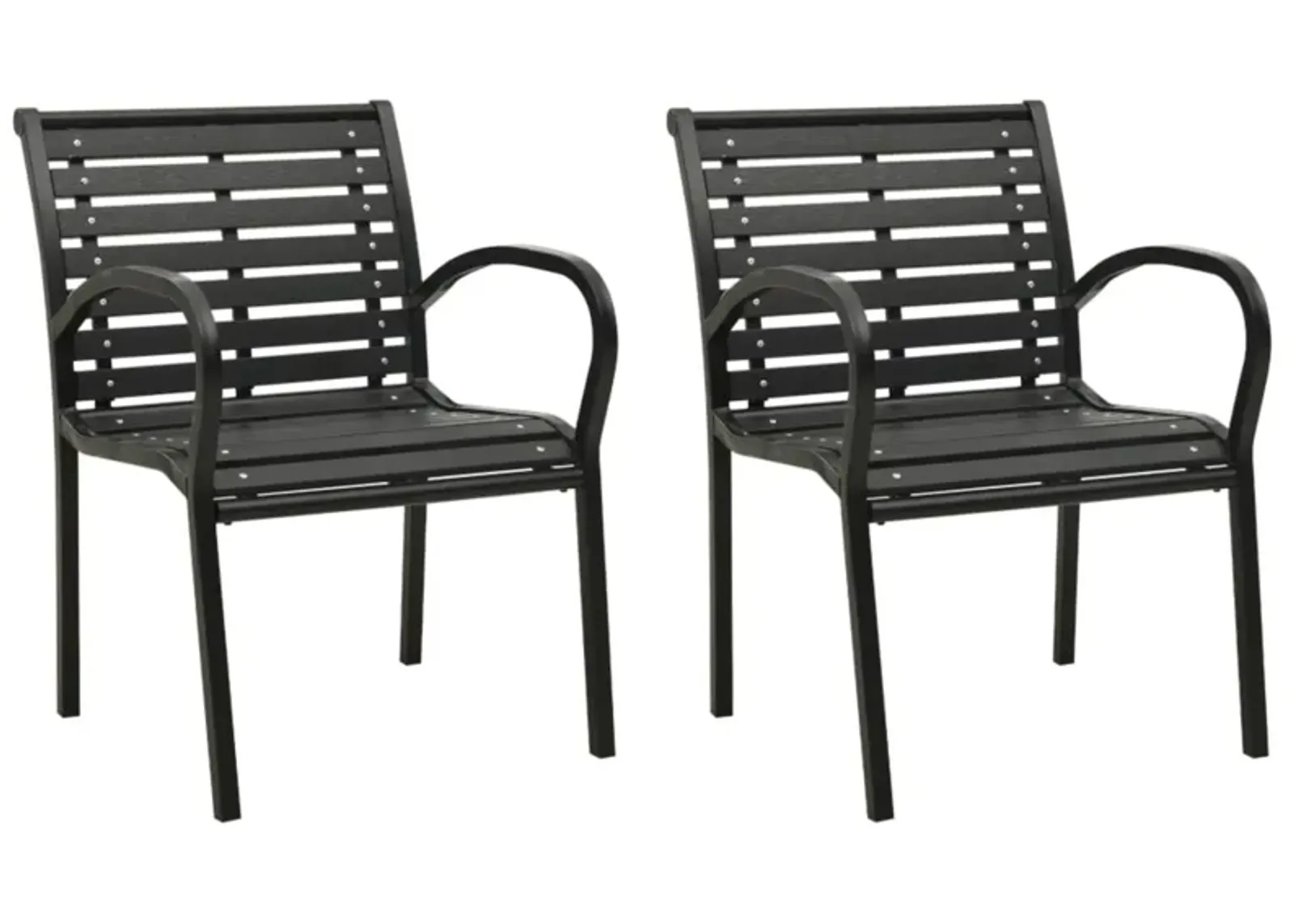 vidaXL Garden Chairs 2 pcs Steel and WPC Black