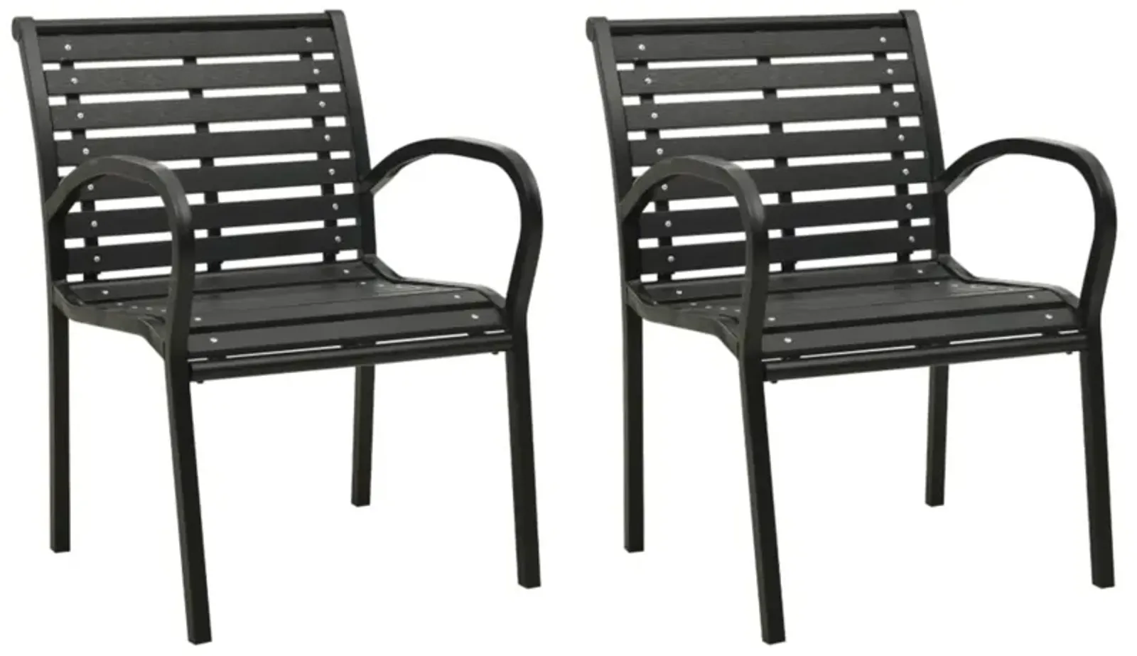 vidaXL Garden Chairs 2 pcs Steel and WPC Black