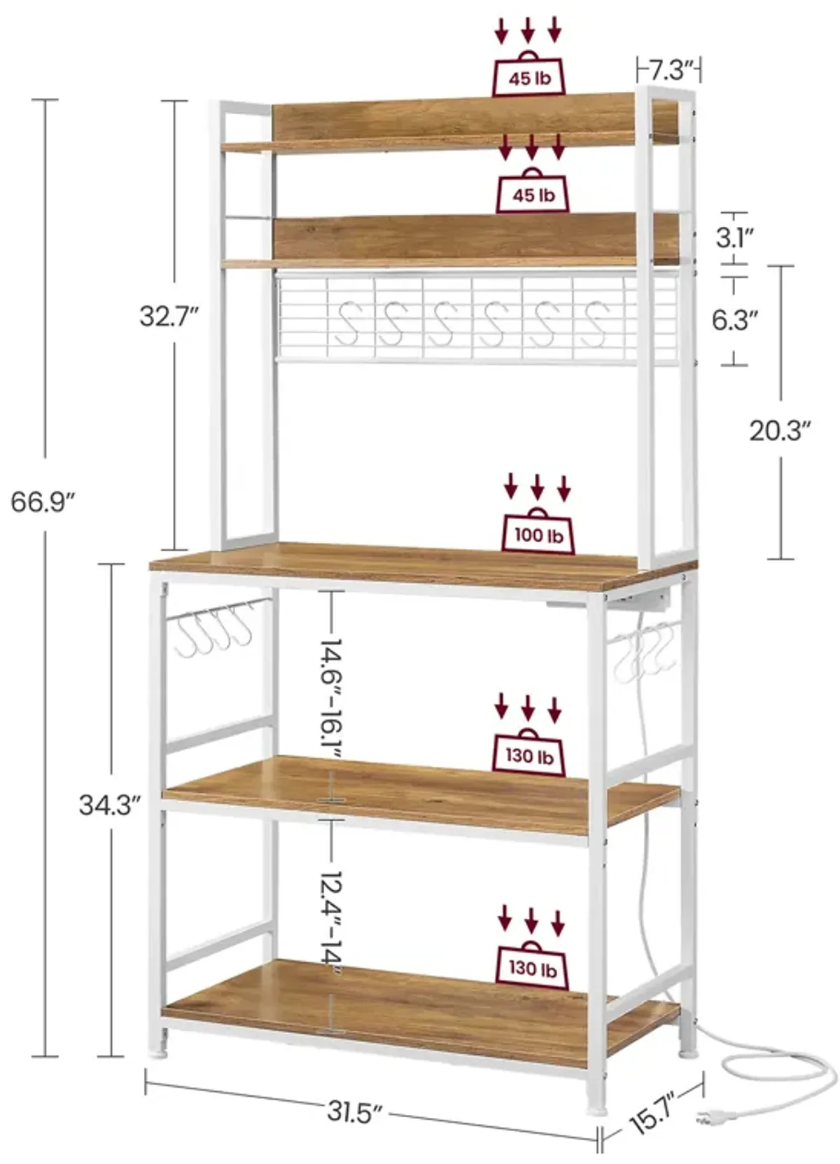 Bakers Rack with Power Outlet