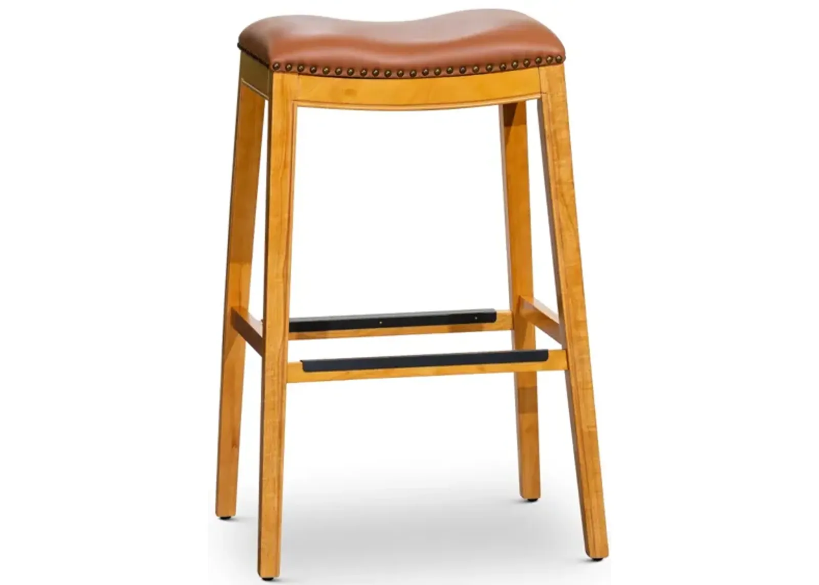 30" Barstool, Natural Finish, Saddle Leather Seat