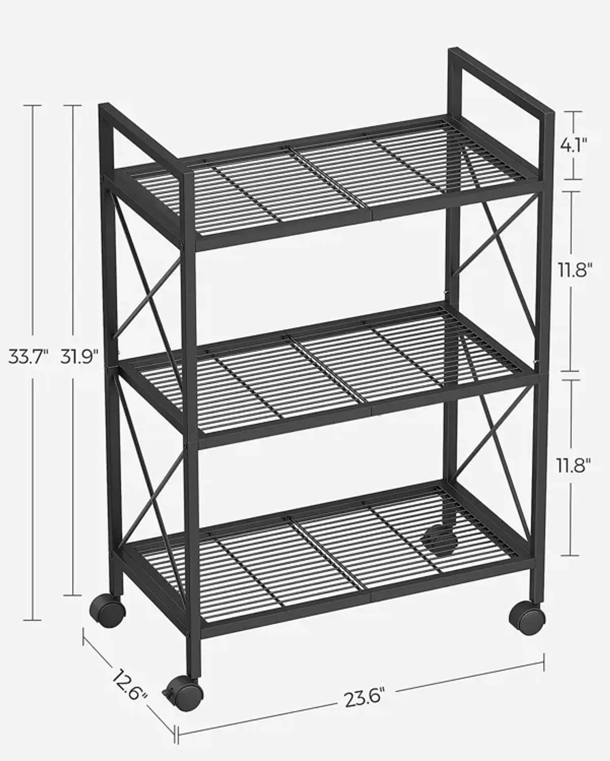 3-Tier Metal Storage Rack with Wheels