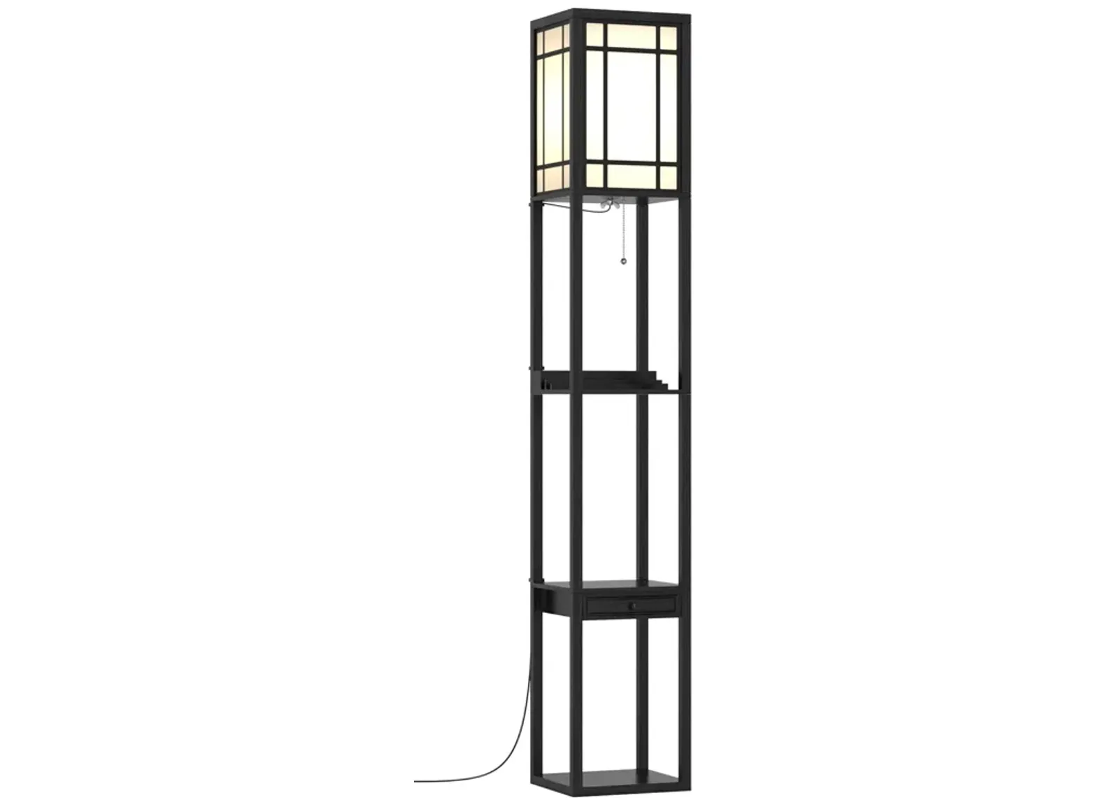 Modern Floor Lamp with Shelves and Drawer