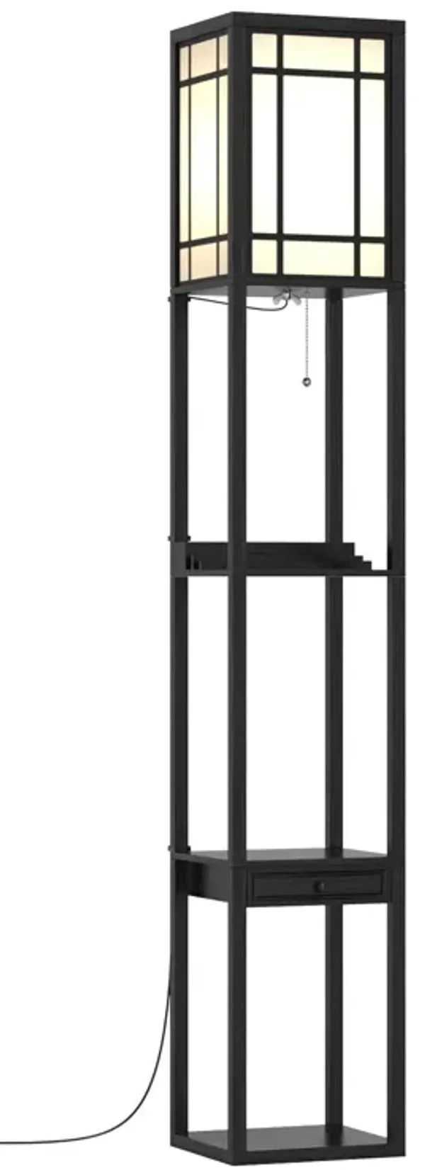 Modern Floor Lamp with Shelves and Drawer