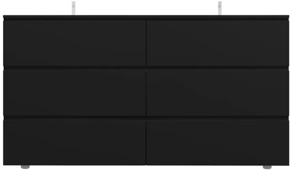 59" L Modern Wood Storage Dresser Chest with 6 Drawers, Double Chest, Anti-Skid Legs & Wide Storage Space for Bedroom, Living Room, Black