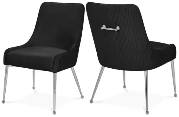 Meridian Furniture Ace Black Velvet Dining Chair, Set of 2