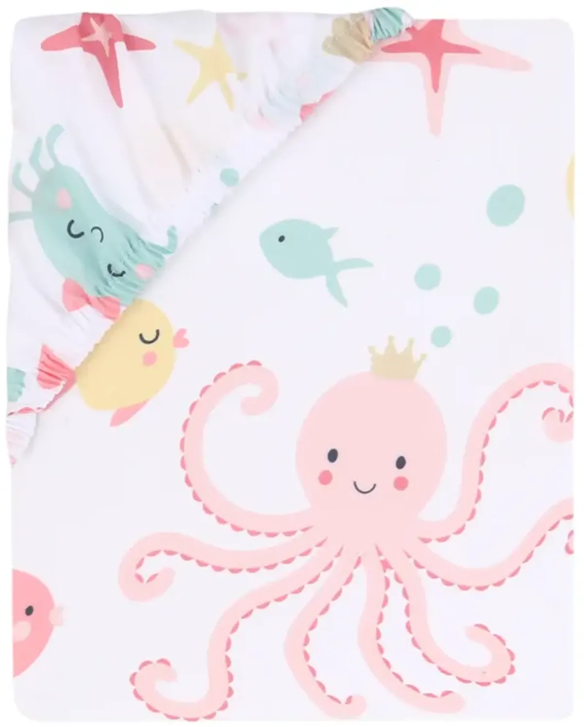 Bedtime Originals Ocean Mist Ocean Sea Animals Fitted Crib Sheet - White