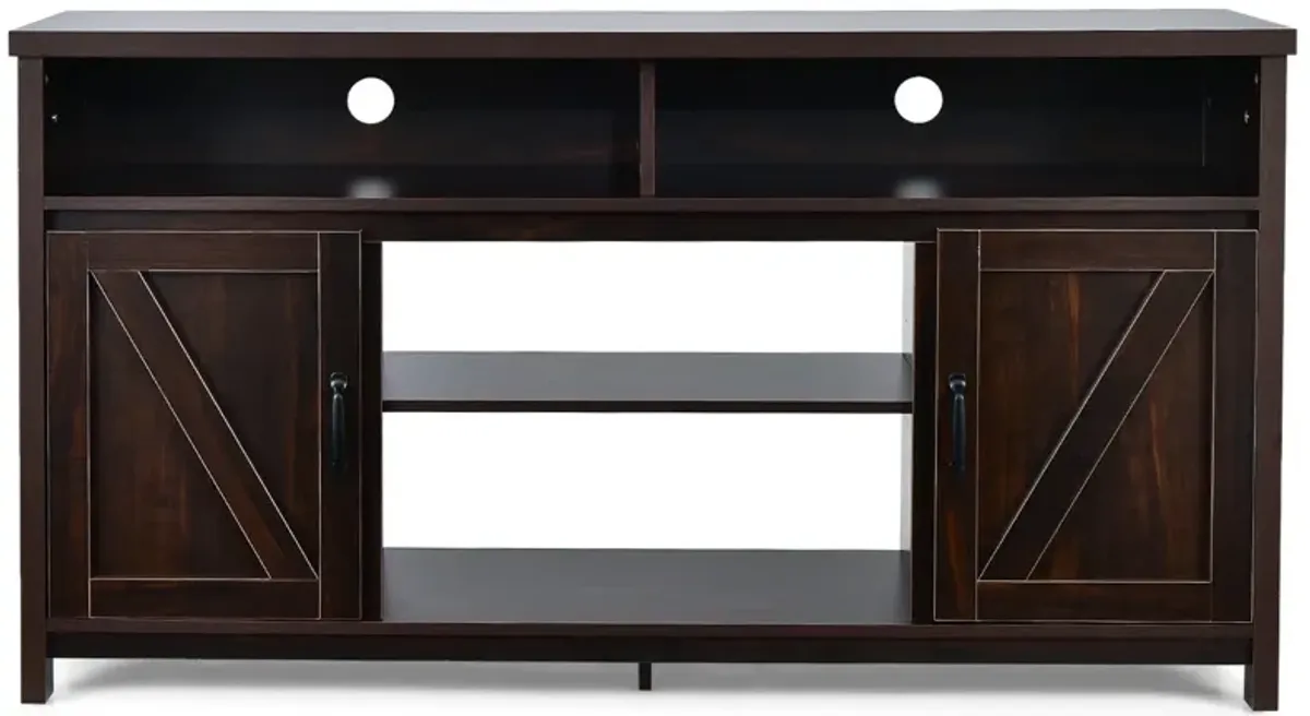 59 Inch TV Stand Media Center Console Cabinet with Barn Door for TV's 65 Inch