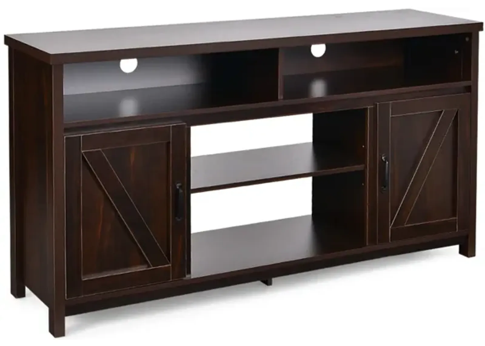 59 Inch TV Stand Media Center Console Cabinet with Barn Door for TV's 65 Inch