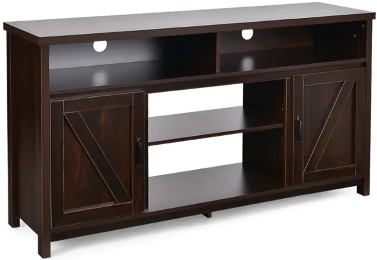 59 Inch TV Stand Media Center Console Cabinet with Barn Door for TV's 65 Inch