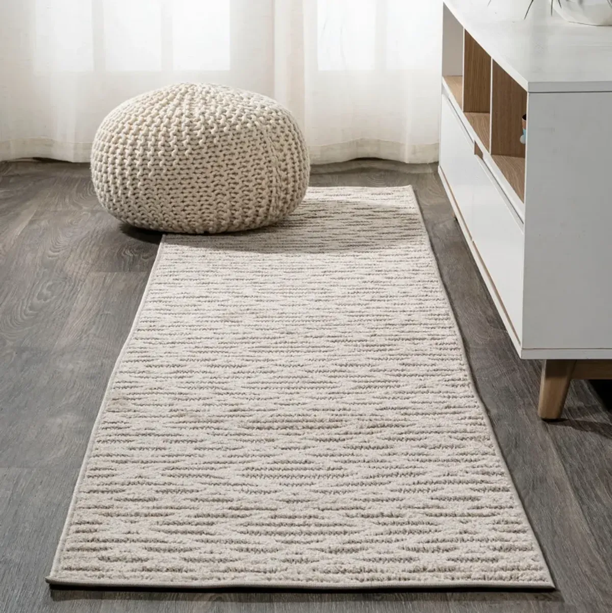 Ararat High-Low Pile Moroccan Diamond Modern Indoor/Outdoor Area Rug