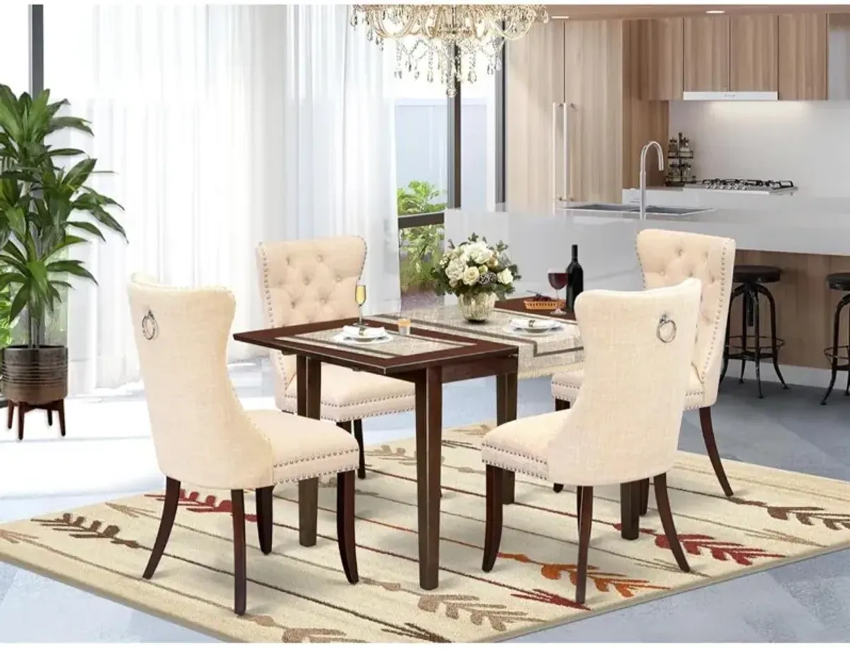 5 Piece Dining Set Consists of a Rectangle Wooden Table with Butterfly Leaf