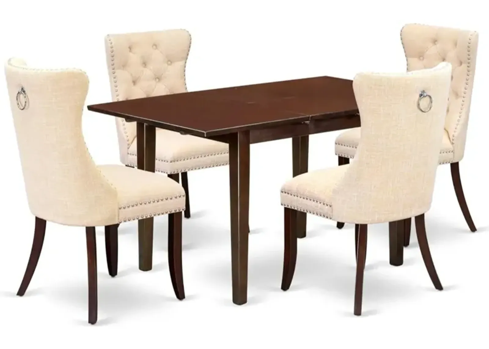 5 Piece Dining Set Consists of a Rectangle Wooden Table with Butterfly Leaf