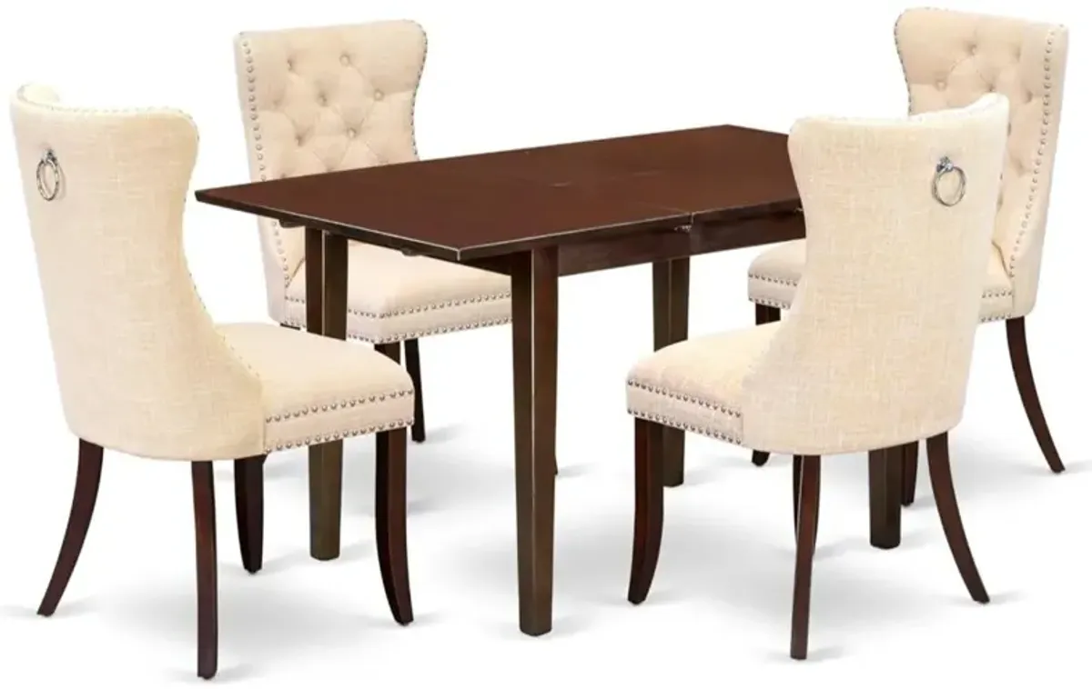 5 Piece Dining Set Consists of a Rectangle Wooden Table with Butterfly Leaf