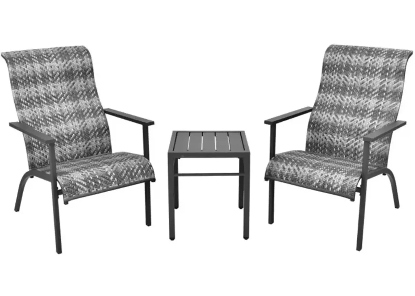 Hivvago 3 Pieces Patio Rattan Bistro Set with High Backrest and Armrest