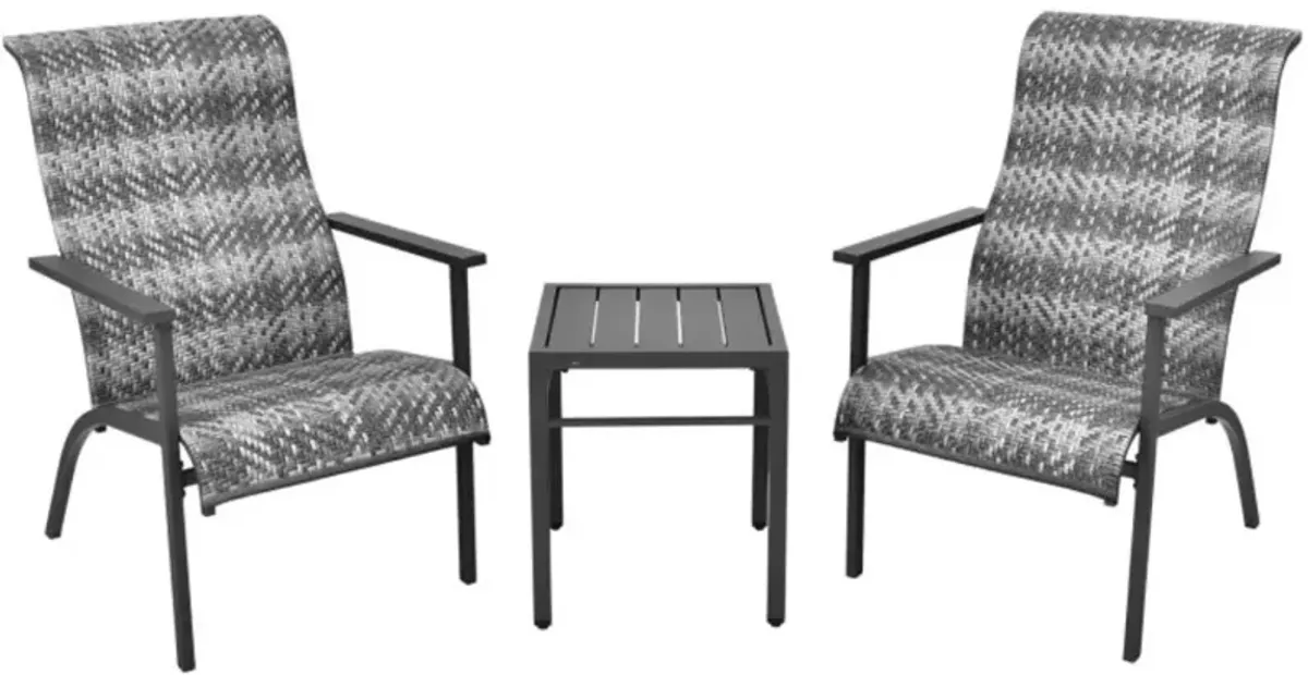 Hivvago 3 Pieces Patio Rattan Bistro Set with High Backrest and Armrest