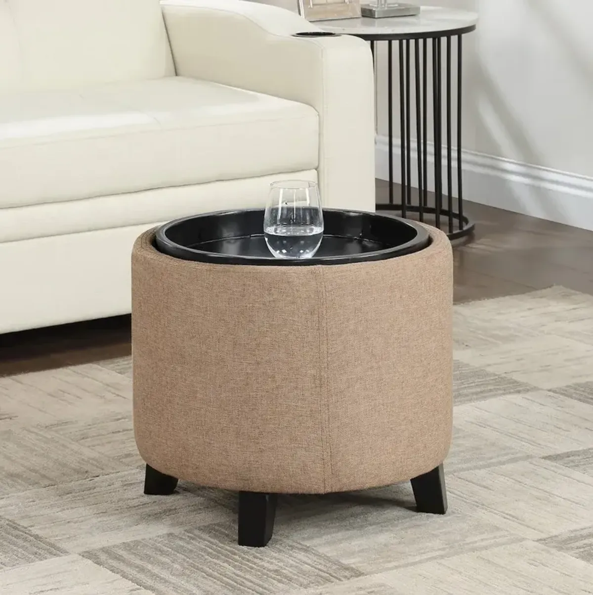 Convenience Concepts Designs4Comfort Oscar Storage Ottoman with Reversible Tray