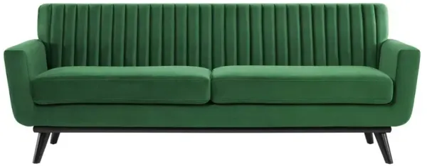Modway Engage Channel Tufted Performance Velvet Sofa in Emerald