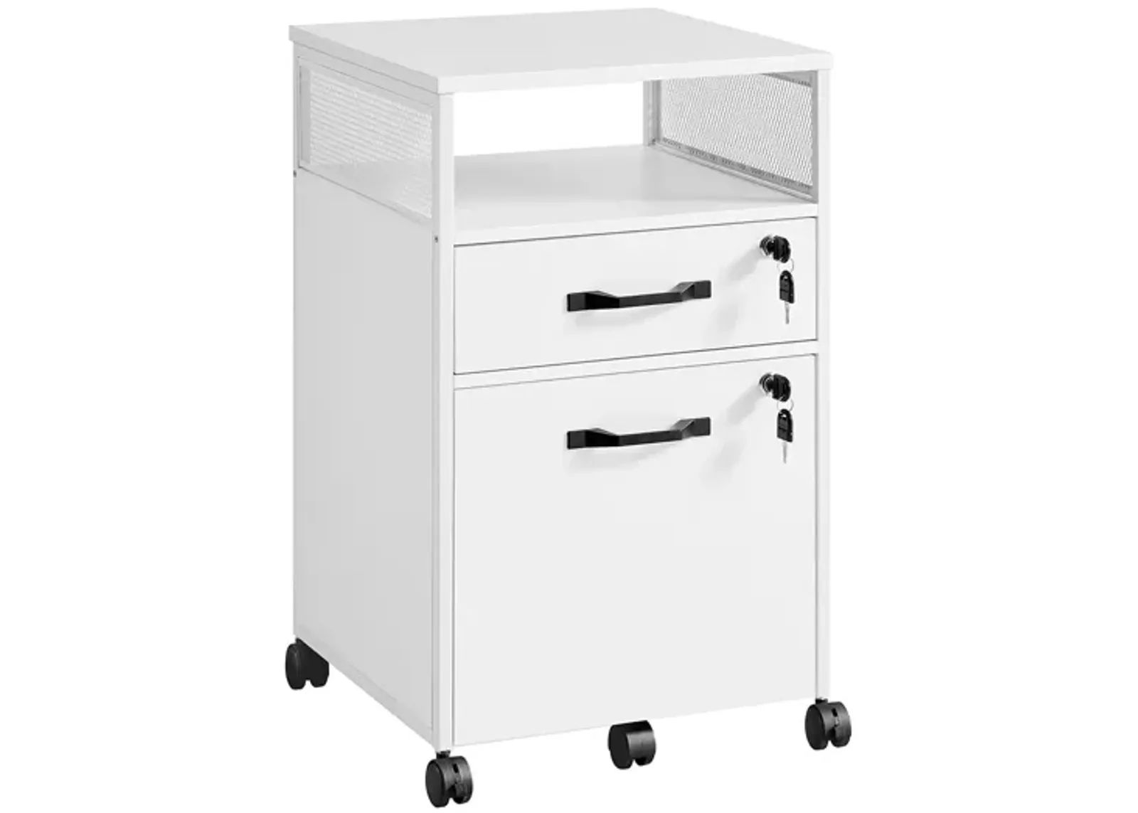 Secure File Cabinet with Lock and 2 Storage Drawers for Hanging File Folders