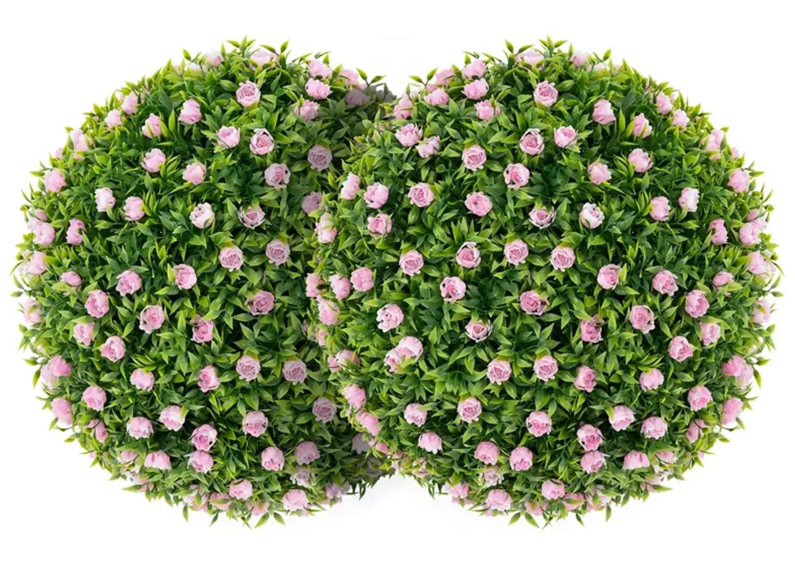 2-Piece 17.5" Artificial Topiary Balls with Faux Pink Flowers for Outdoor and Home Decor